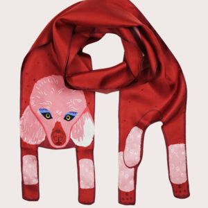 Foulard Soie Caniche rouge Cléo Ferin Mercury Londre