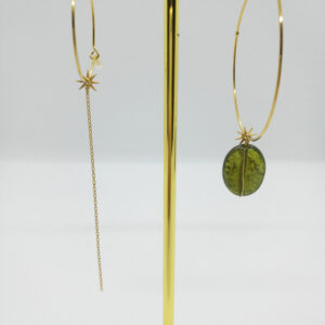 Boucle d'oreille vermeil pierre grenat vert