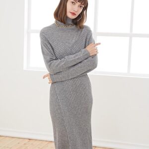 Robe asymétrique côtelée taille unique
