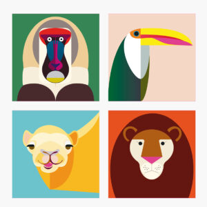 Animals assorti magnets, singe en carton recyclé et en encre végétale