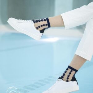 Chaussettes transparentes élégantes LONDON EYE bleu – bijoux de pieds
