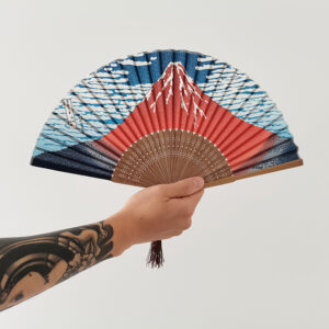 Eventail bambou et soie Red Fuji