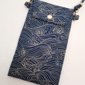Pochette téléphone vague en coton et cuir