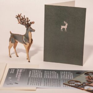 Carte de voeux déco 3D en bois imprimé Renne