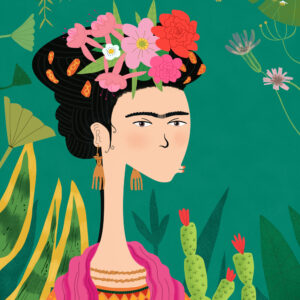 Imprimé artistique Frida Kahlo daté et signé A3 extra