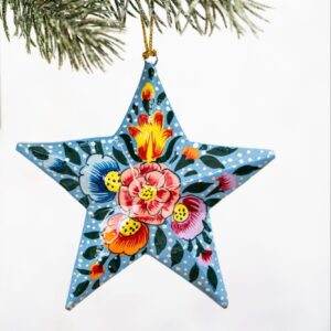 Étoile suspendue Motif floral indien bleu