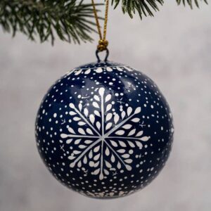 Boule de Noël flocon de neige bleu marine