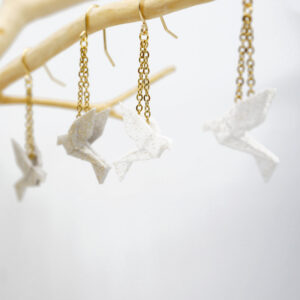 BOUCLES D'OREILLES MINI OISEAU ORIGAMI argenté