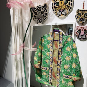 Veste kantha verte fait main pièce unique