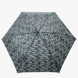 Mini parapluie pliable plumes noires en matière recyclée