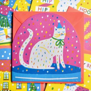 Grande carte boule à neige Party Cat