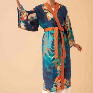 Robe kimono en motif de lapin et de lune