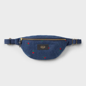 Sac banane jean rose brodée