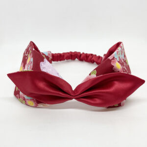 Bandeau noeud papillon en tissu japonais et soie lyonnaise couleur rouge