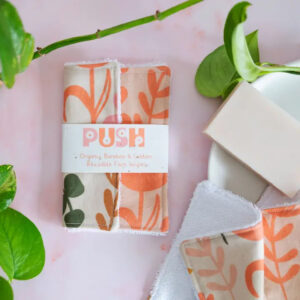 Lingettes réutilisables en bambou et coton bio « Doodle Flower »