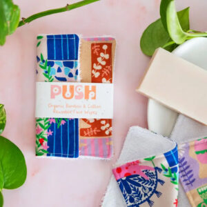 Lingettes réutilisables en bambou et coton bio pour le visage 'Holiday Cats'