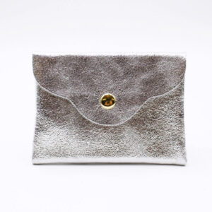 Petit porte monnaie pour femme en cuir pailleté couleur Argent