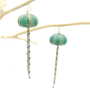Boucles d'oreilles coquillage OURSIN emeraude