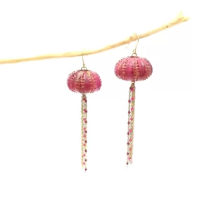 Boucles d'oreilles coquillage OURSIN fuchsia