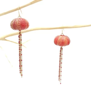 Boucles d'oreilles coquillage OURSIN rouge