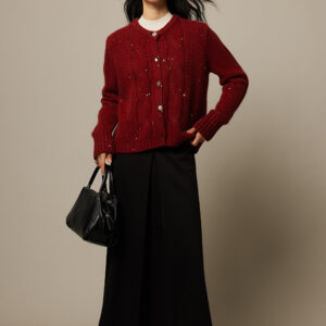 Cardigan rouge bordeau festive