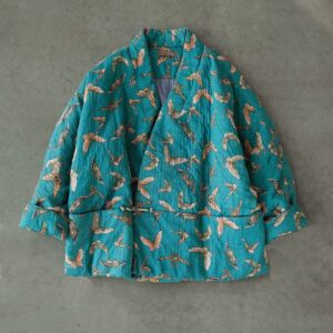 Veste bleue en coton à imprimé papillon